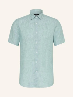 Reiss Koszula Z Krótkim Rękawem Holiday Slim Fit Z Lnu gruen TURKUSOWY