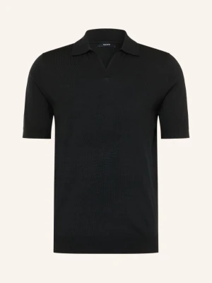 Reiss Koszulka Polo Z Dzianiny Duchie Z Wełny Merino schwarz CZARNY