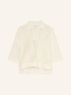 Reiss Koszulka Polo Z Dzianiny Z Rękawem 3/4 weiss