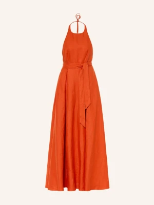 Reiss Lniana Sukienka Paules Z Wycięciami orange