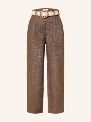 Reiss Spodnie 7/8 Beau Z Lnu braun