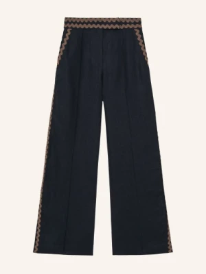 Reiss Spodnie Lniane Mila blau