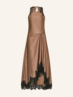 Reiss Sukienka Satynowa Anais Z Koronką braun