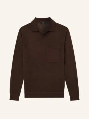 Reiss Sweter Lniany Oaklands braun CIEMNOBRĄZOWY