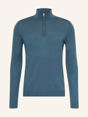 Reiss Sweter Typu Troyer Blackhall Z Wełny Merino blau