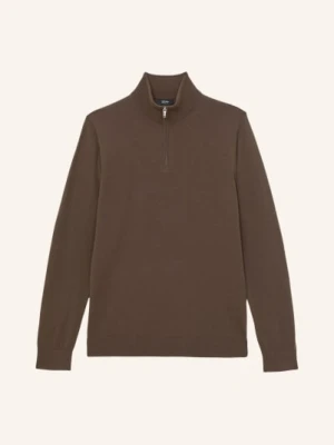 Reiss Sweter Typu Troyer Blackhall Z Wełny Merino braun CIEMNOBRĄZOWY