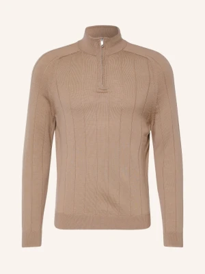 Reiss Sweter Typu Troyer Findlay Z Wełny Merynosowej braun CAMELOWY