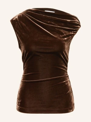 Reiss Top Demi Z Jednym Ramiączkiem, Wykonany Z Aksamitu braun