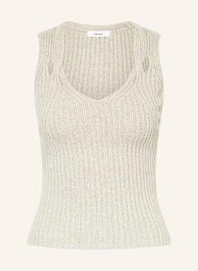 Reiss Top Z Dzianiny Alethia Z Lnem beige