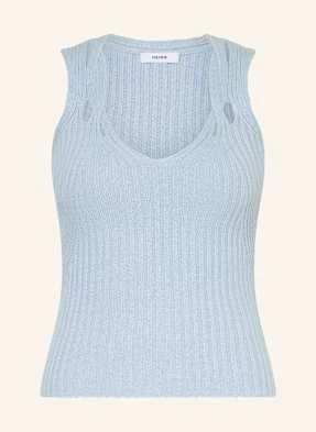 Reiss Top Z Dzianiny Alethia Z Lnem blau