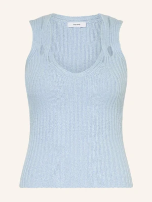 Reiss Top Z Dzianiny Alethia Z Lnem blau