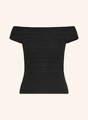 Reiss Top Z Dzianiny Bardot schwarz