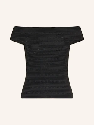 Reiss Top Z Dzianiny Bardot schwarz