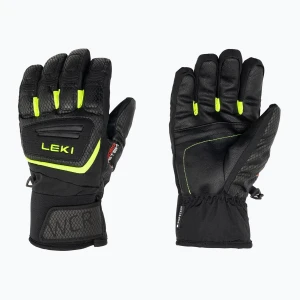 Rękawice narciarskie dziecięce LEKI WCR Team 3D Junior black ice / lemon