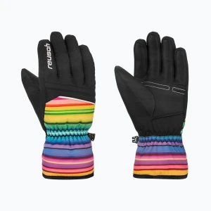 Rękawice narciarskie dziecięce Reusch Alan Junior black / multicolour lines