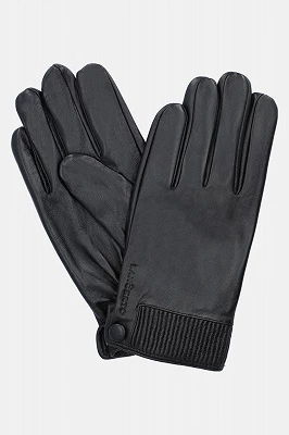 Rękawiczki Czarne Skórzane ze Ściągaczem Touch Lancerto