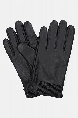 Rękawiczki Czarne Skórzane ze Ściągaczem Touch 2 Lancerto