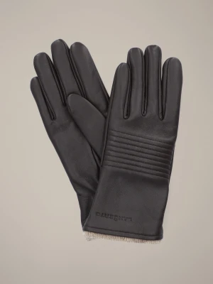 Rękawiczki Damskie Brązowe Skórzane Touch Screen Lancerto