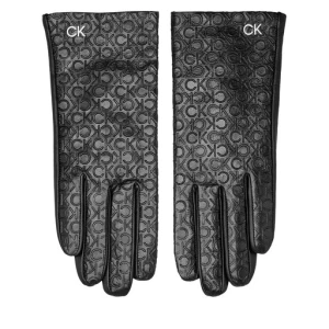Rękawiczki Damskie Calvin Klein Re-Lock Emb/Deb Leather Gloves K60K611165 Czarny