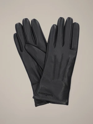 Rękawiczki Damskie Czarne Skórzane Touch Screen Lancerto