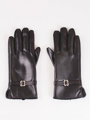 Rękawiczki damskie czarne ze skóry ekologicznej Shelvt