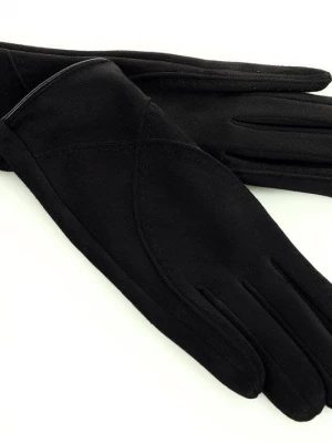Rękawiczki damskie ocieplane stebnowane nubuk - MARCO MAZZINI - czarne Merg