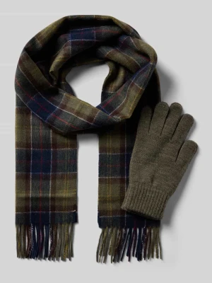 Rękawiczki i szal z mieszanki wełny w zestawie Barbour