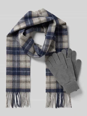 Rękawiczki i szal z mieszanki wełny w zestawie Barbour