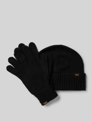 Rękawiczki i szal z mieszanki wełny w zestawie model ‘KALIPSO’ Boss