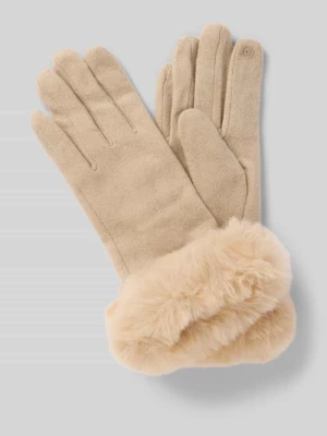 Rękawiczki o kroju slim fit z mieszanki wełny z obszyciem z imitacji futra EEM