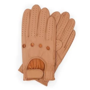 Rękawiczki samochodowe męskie ze skóry licowej camelowe Wittchen