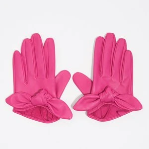 Rękawiczki skóra kokarda fuksja BIMBA Y LOLA