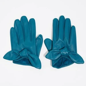 Rękawiczki skóra kokarda niebieskie BIMBA Y LOLA