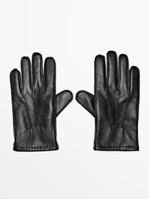Rękawiczki — Skóra Nappa - Czarny - Massimo Dutti - Male