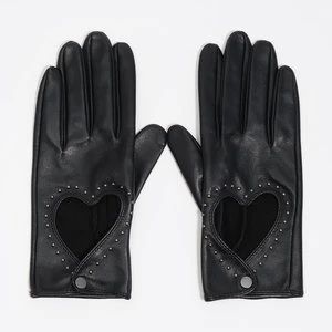 Rękawiczki skóra serce czarne BIMBA Y LOLA