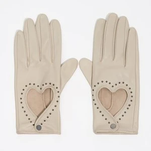 Rękawiczki skóra serce szare BIMBA Y LOLA