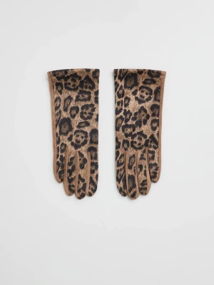 Rękawiczki w panterkę beżowe Moodo