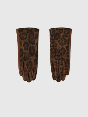 Rękawiczki w panterkę brązowe Moodo