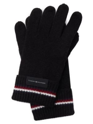 Rękawiczki wełniane - Czarne, Wyszywane Logo Tommy Hilfiger