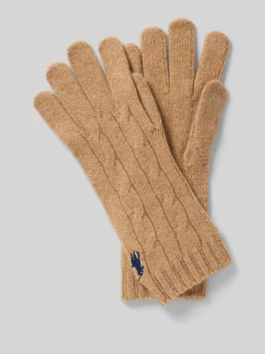 Rękawiczki wełniane z wyhaftowanym logo Polo Ralph Lauren