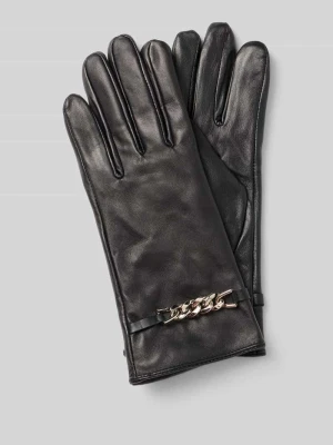 Rękawiczki z detalem z logo FI.NE Czarny