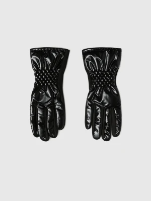Rękawiczki z imitacji skóry czarne Moodo