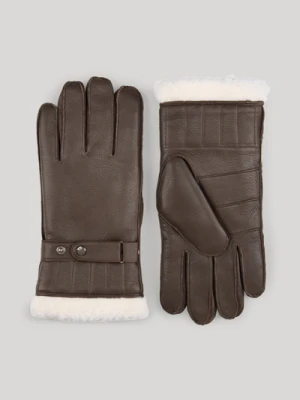 Rękawiczki z jagnięcej skóry w kolorze ciemnobrązowym Joop