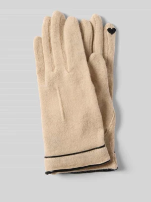 Rękawiczki z mieszanki wełny model ‘Leather Piping Touch’ Roeckl