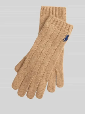 Rękawiczki z mieszanki wełny z wyhaftowanym logo Polo Ralph Lauren Camel