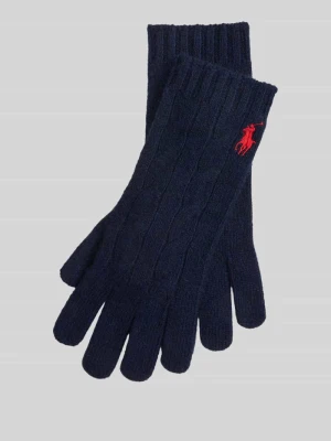 Rękawiczki z mieszanki wełny z wyhaftowanym logo Polo Ralph Lauren Granatowy