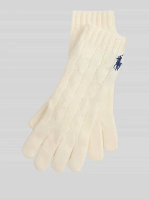 Rękawiczki z mieszanki wełny z wyhaftowanym logo Polo Ralph Lauren Złamany biały