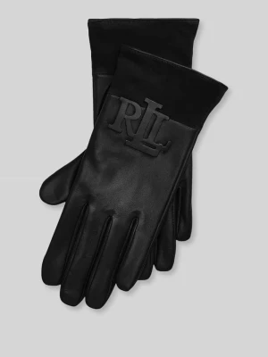 Rękawiczki z owczej skóry nappa z naszywką z weluru Lauren Ralph Lauren Czarny