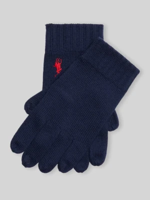 Rękawiczki z palcami z wełny z wyhaftowanym logo Polo Ralph Lauren Granatowy