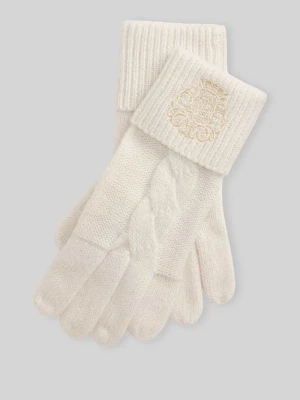 Rękawiczki z wyhaftowanym logo Lauren Ralph Lauren Złamany biały